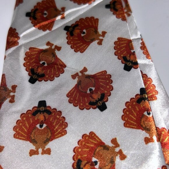 Lot of FOUR Men's Novelty Thanksgiving Neck Ties Pumpkins Turkeys No Brand 56" - Picture 12 of 15